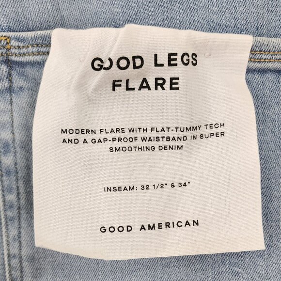 NWT Good American Flare Leg  Jeans sz 26 Light Wash Denim With Flat-Tummy Tech - Picture 11 of 14